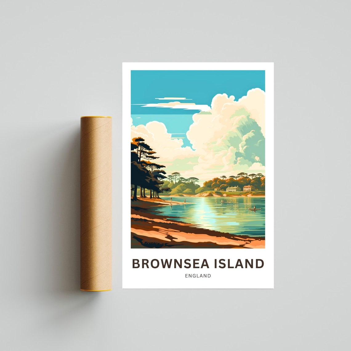 Personalized Brownsea Island England Sandy Beach Custom Travel Poster - Image 4