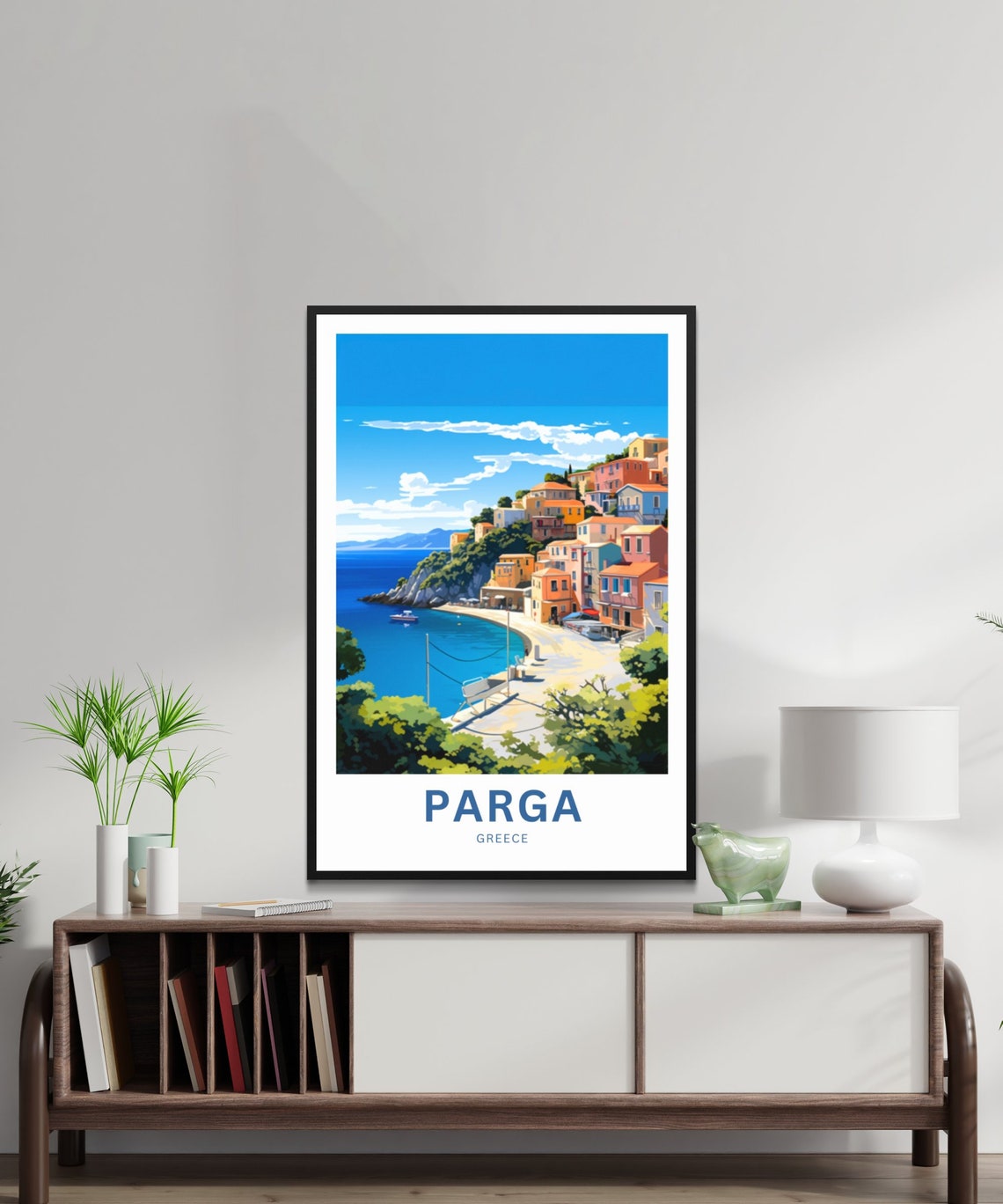 Personalized Parga Greece Beach Bay Travel Poster with Custom Text Art - Image 2