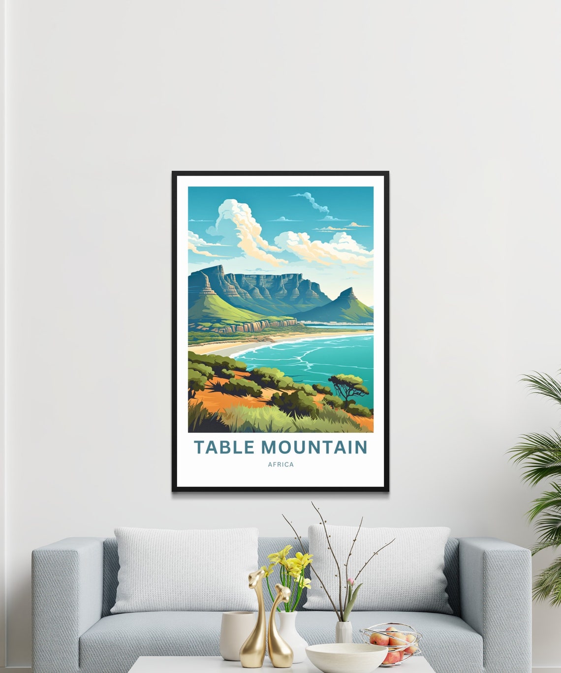 Personalized Table Mountain Travel Print Table Mountain Poster Africa Wall Art Framed Present Gift Africa Present - Image 2