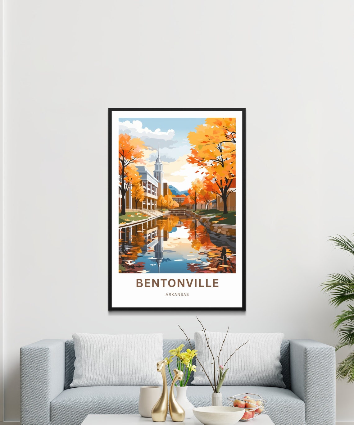 Bentonville Arkansas Autumn Riverwalk Tower Scene Travel Poster - Image 3