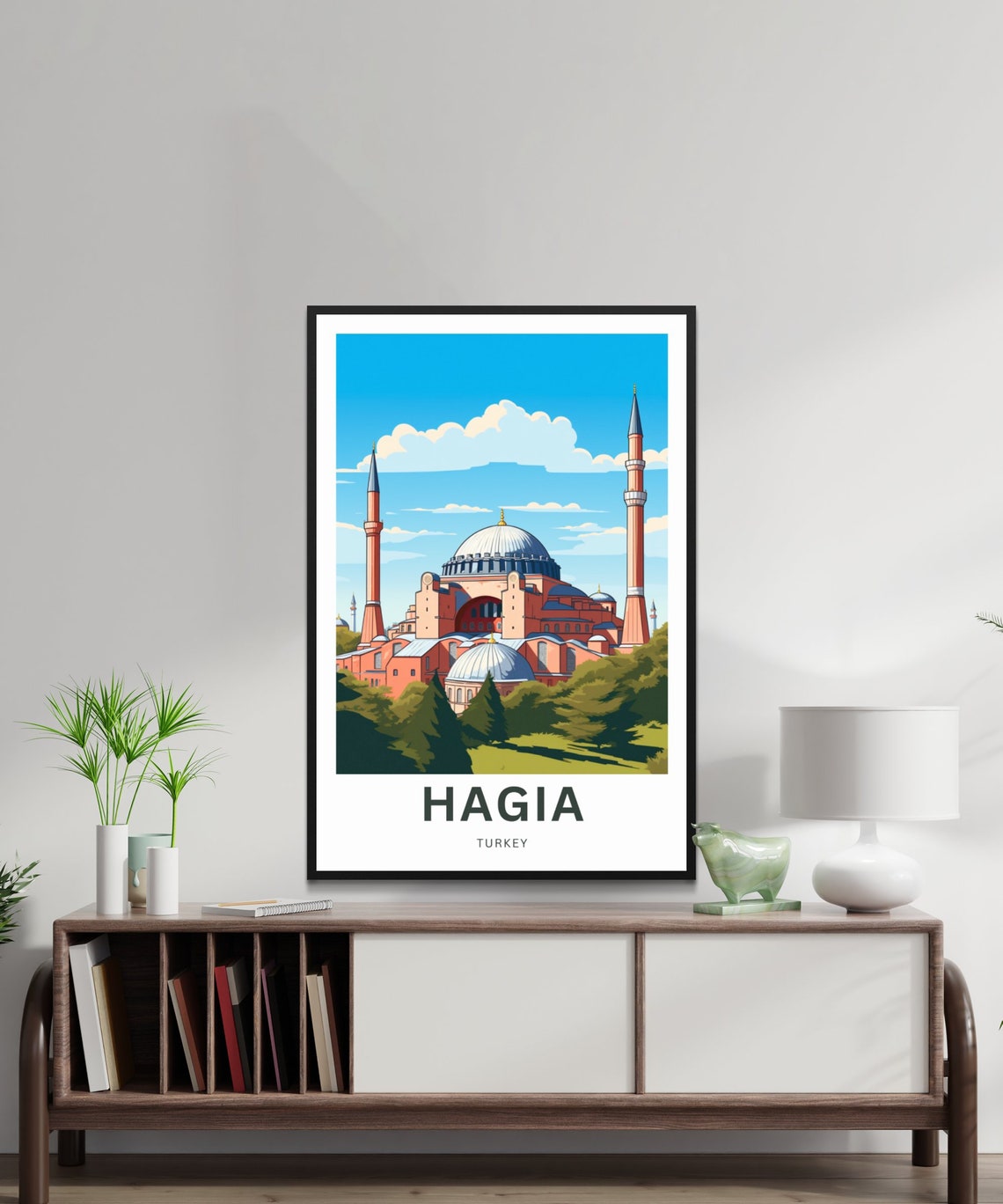 Hagia Turkey Landmark Mosque Bright Retro Travel Illustration Poster - Image 2