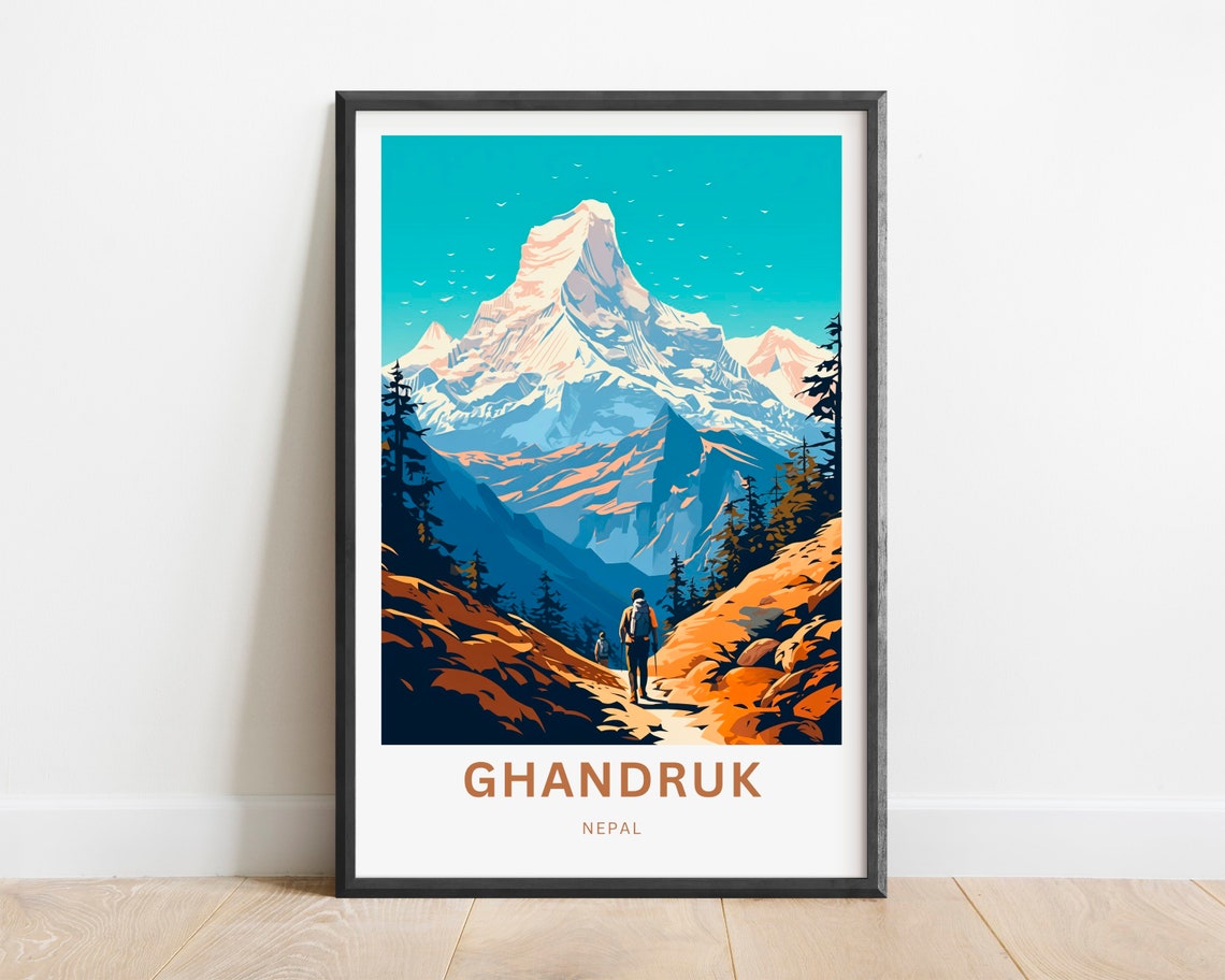 Personalized Ghandruk Nepal Himalayan Trekking Snow Peak Poster - Image 2