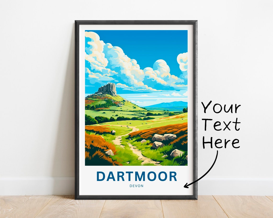 Personalized Dartmoor Devon Rocky Tor Moorland Travel Poster