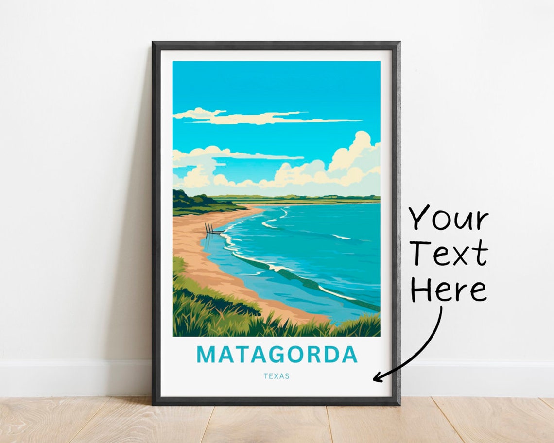 Matagorda Texas Customizable Gulf Coast Beach Shoreline Poster