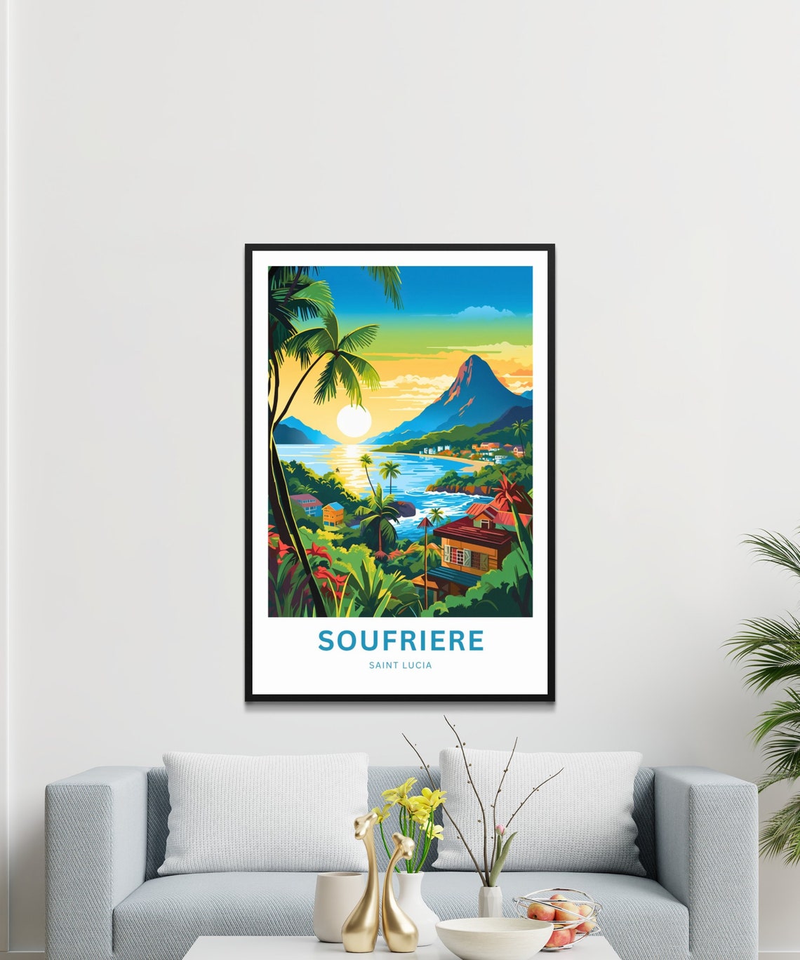 Soufriere Saint Lucia Caribbean Bay Piton Peak Coastal Village Poster - Image 3