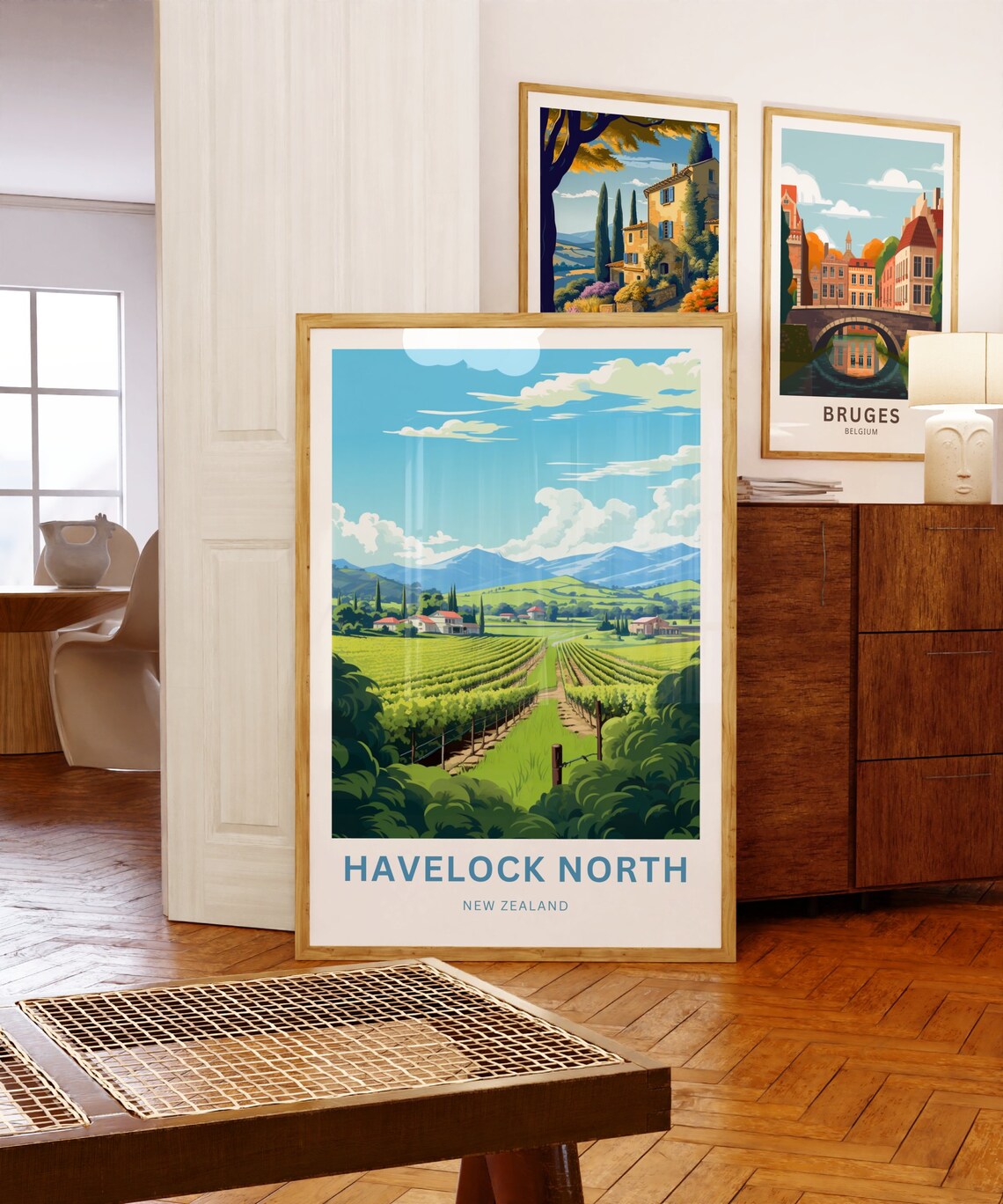 Havelock North New Zealand Vine Rows Country Village Hills Poster - Image 5