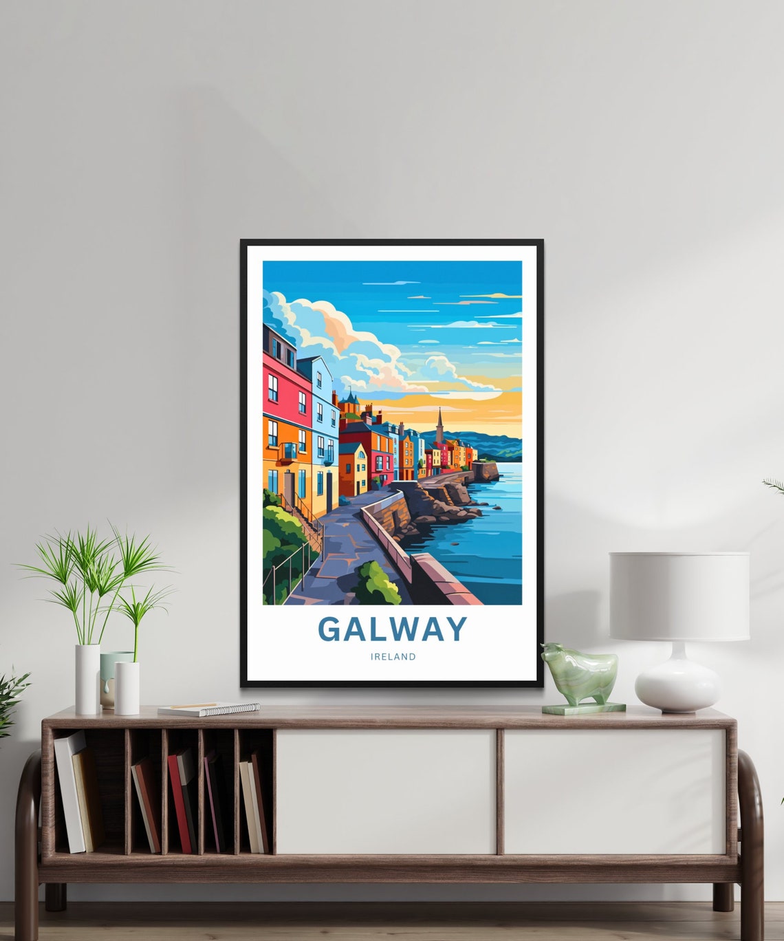 Personalized Galway Ireland Waterfront Promenade Travel Poster Gift - Image 2