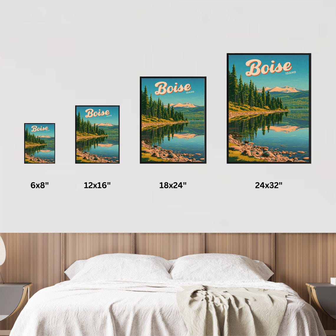 Boise Idaho Alpine Lake Pine Forest Mountain Reflection Poster - Image 2