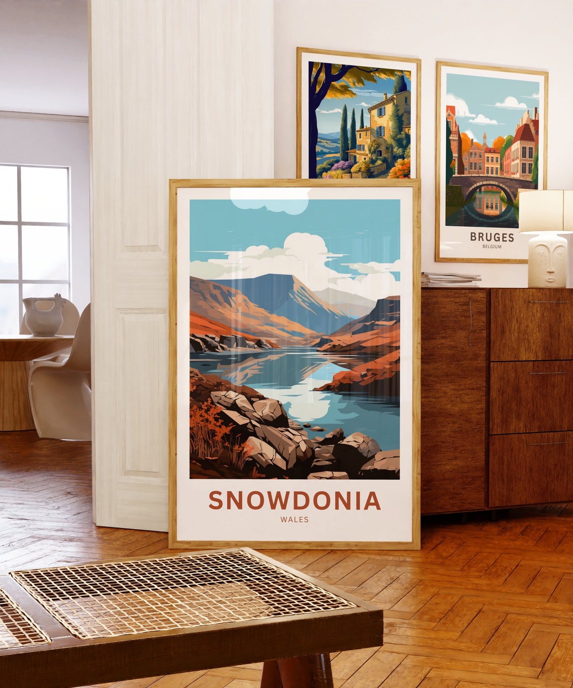 Snowdonia Wales Rocky Shore Rust Slopes Mountain Lake Poster - Image 5