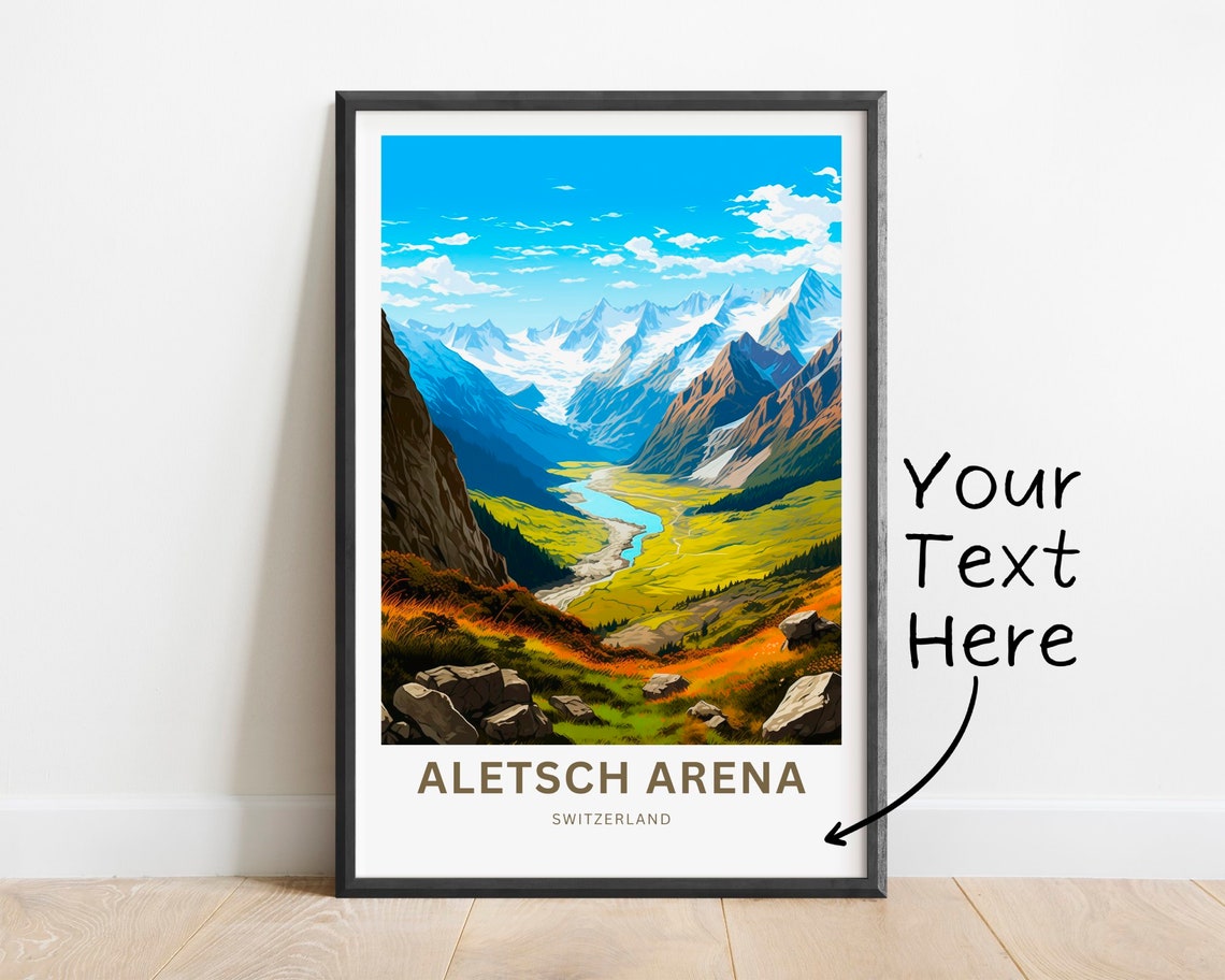 Aletsch Arena Switzerland Glacier Valley Mountain View Travel Poster