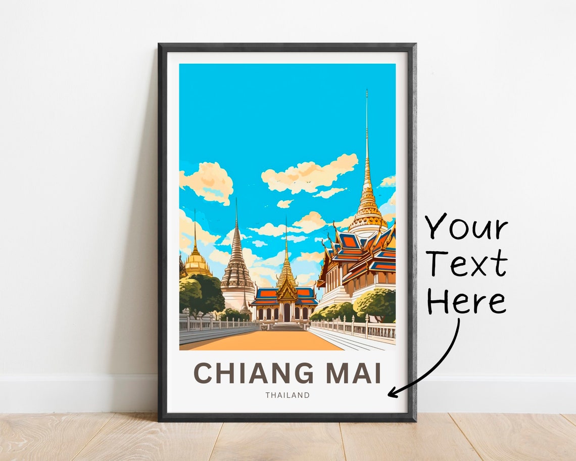 Chiang Mai Thailand Golden Temples Personalized Travel Poster