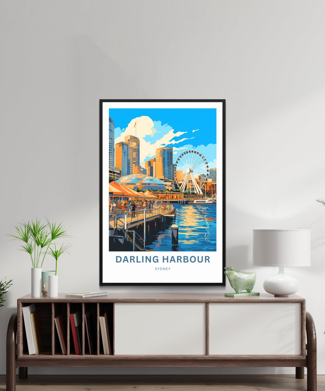 Personalized Darling Harbour Sydney Vibrant Waterfront Scene Poster - Image 2