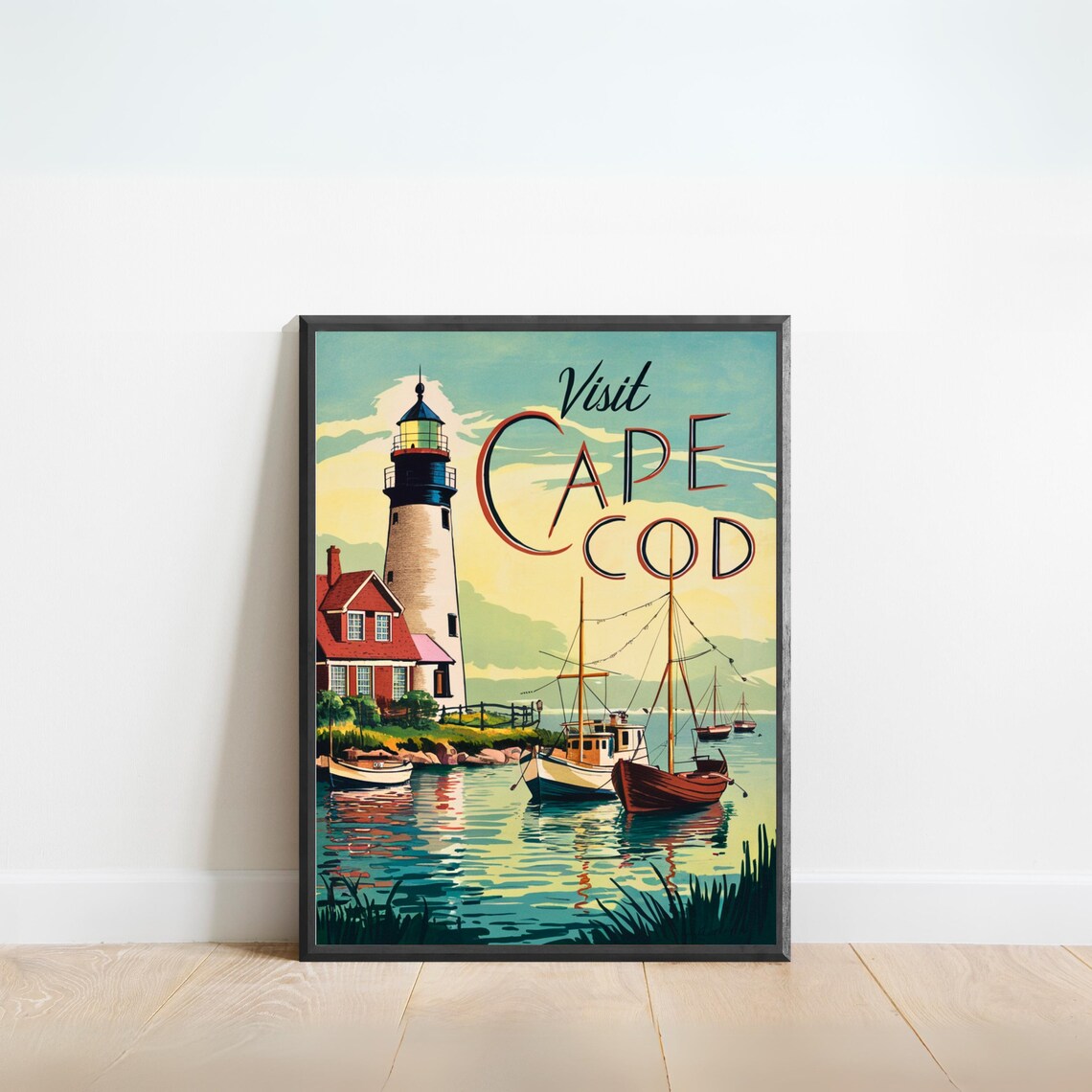 Cape Cod Vintage Travel Poster, Massachusetts Wall Art