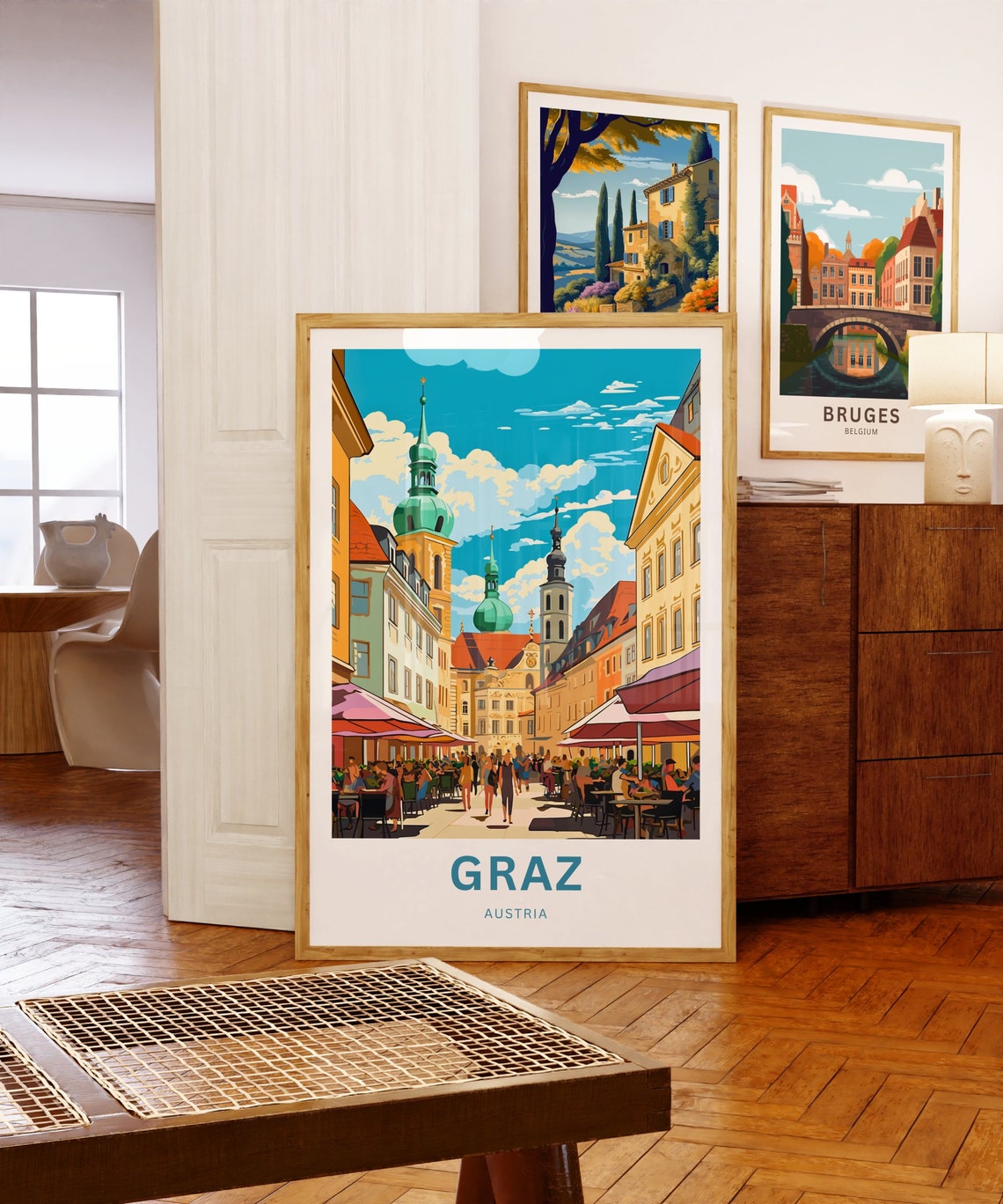 Graz Austria Cafe Street Baroque Spires Custom Travel Poster - Image 5
