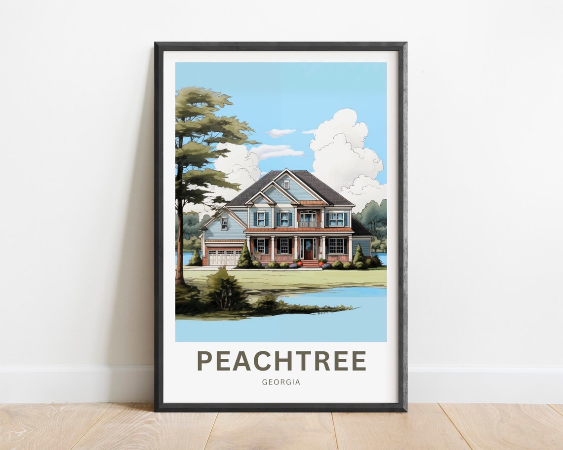 Peachtree Georgia Classic Craftsman House Lakeside Retreat Poster