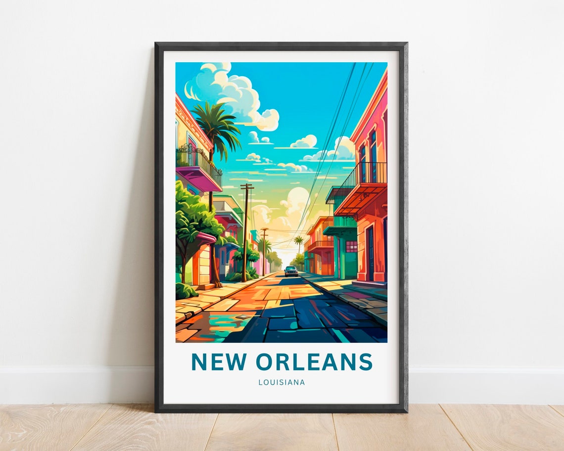 New Orleans Louisiana Colorful Balcony Street Morning Poster