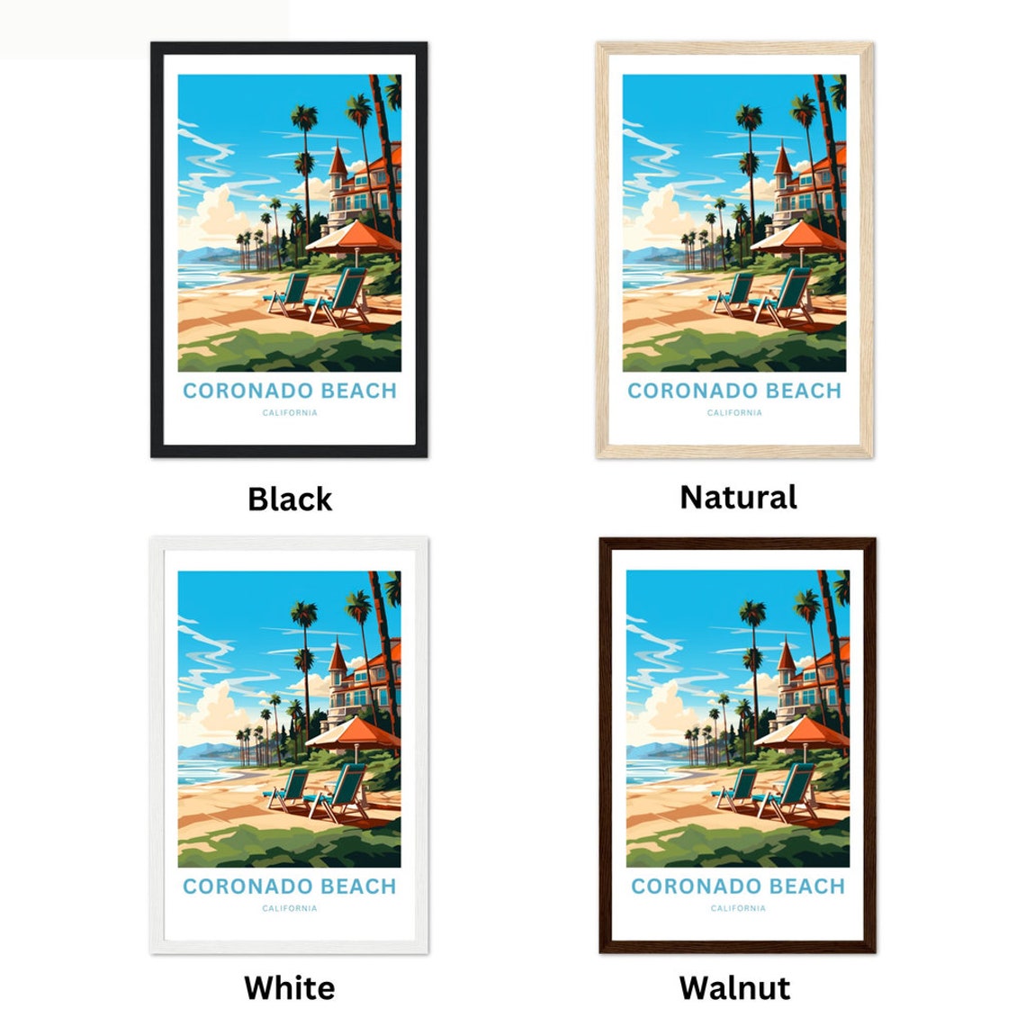 Personalized Coronado Beach California Custom Name Travel Poster - Image 5