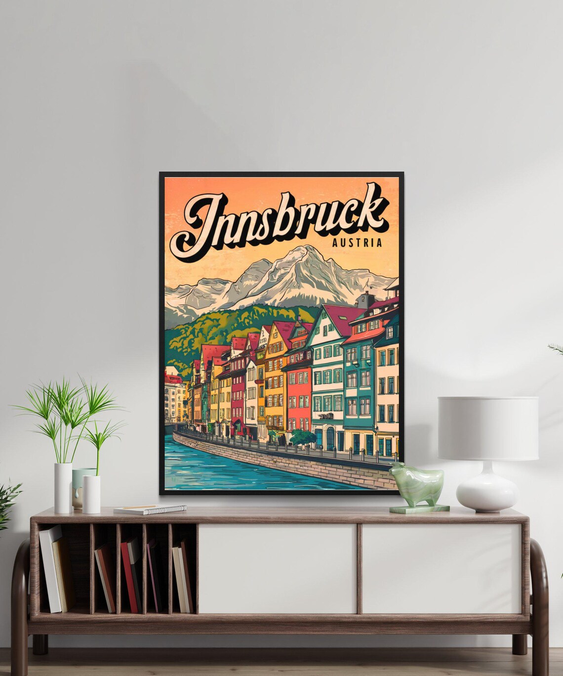 Innsbruck Austria Colorful Riverside Alpine Town Travel Poster - Image 2