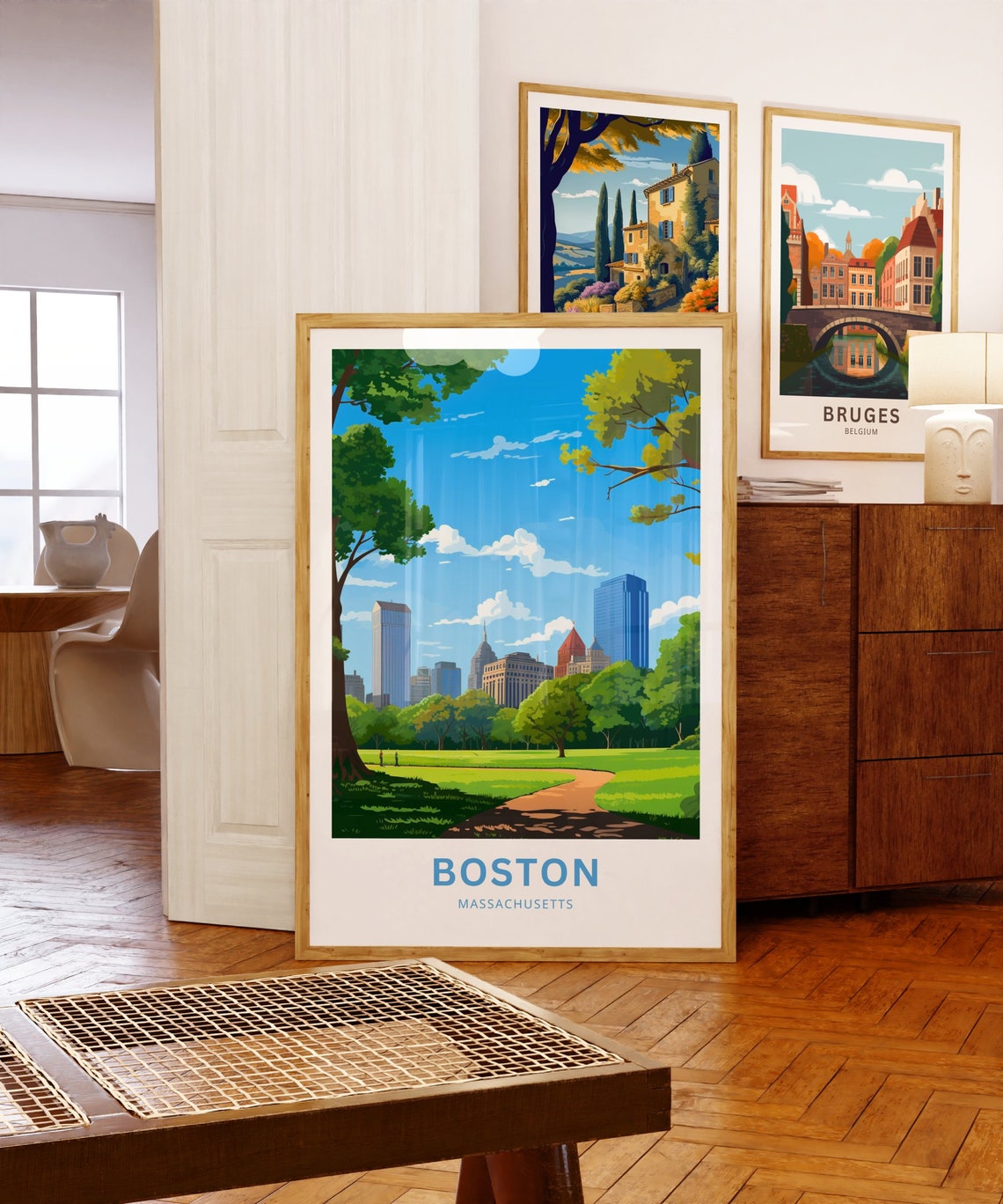 Boston Massachusetts Park Skyline Personalized Travel Poster - Image 5