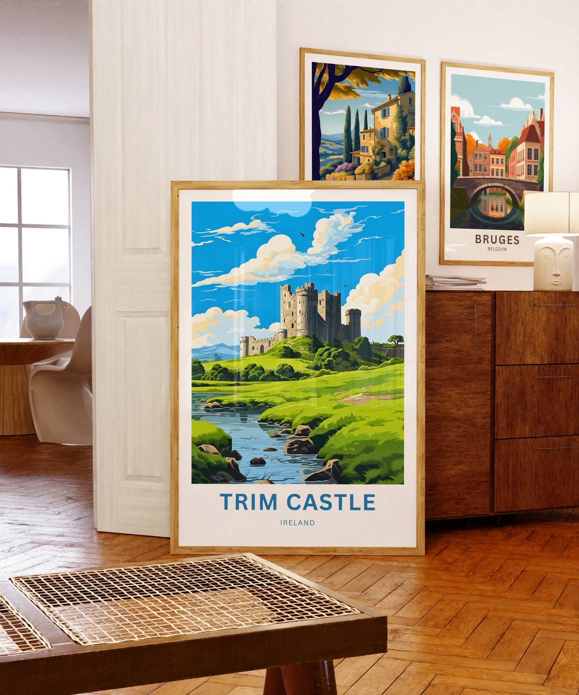 Personalized Trim Castle Ireland Keep Rocky River Scene Gift Poster - Image 5
