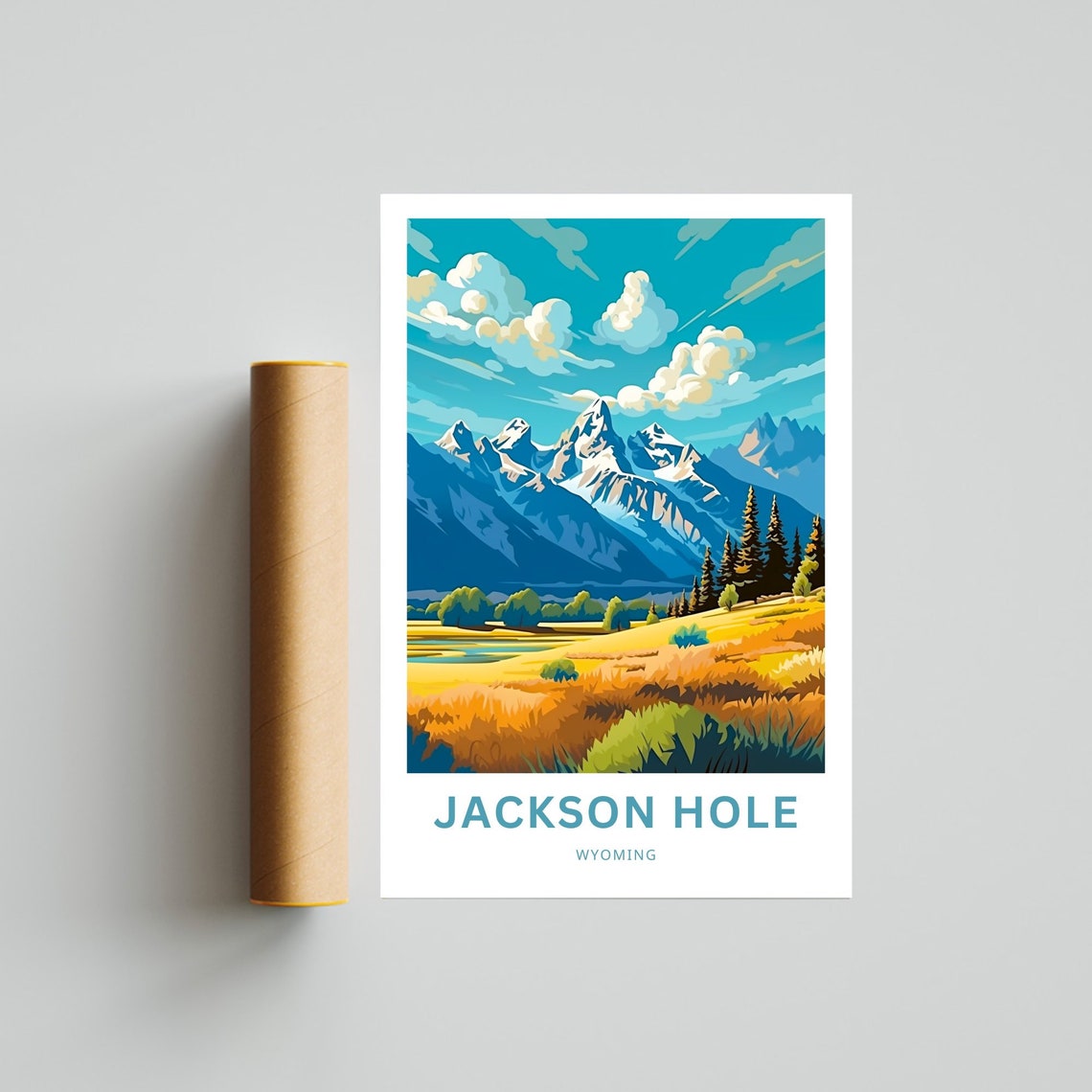 Personalized Jackson Hole Wyoming Teton Peaks Custom Travel Poster - Image 2
