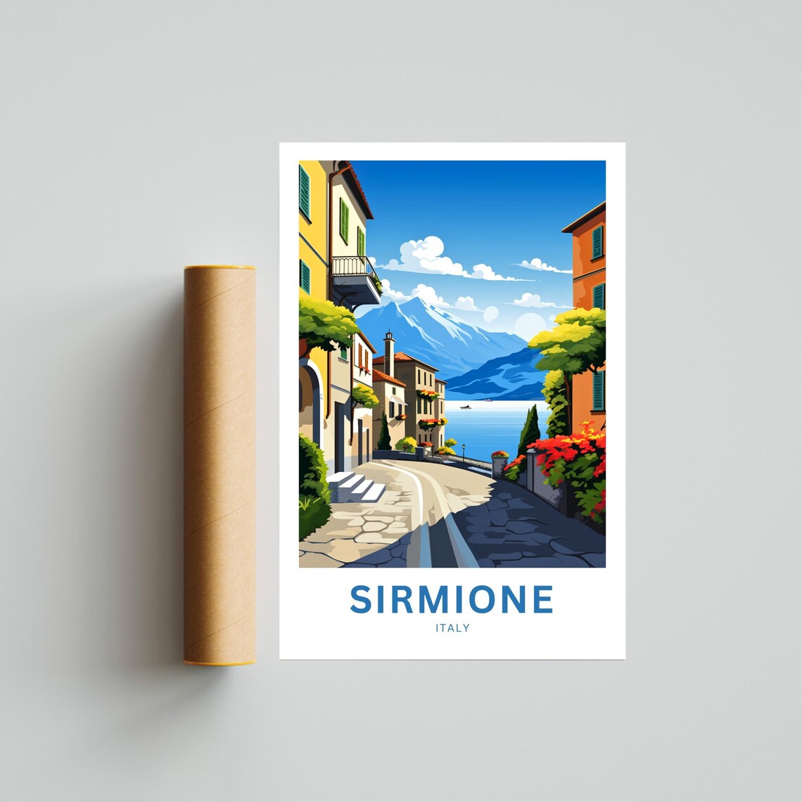Sirmione Italy Curved Street Lake Scene Personalized Travel Poster - Image 4