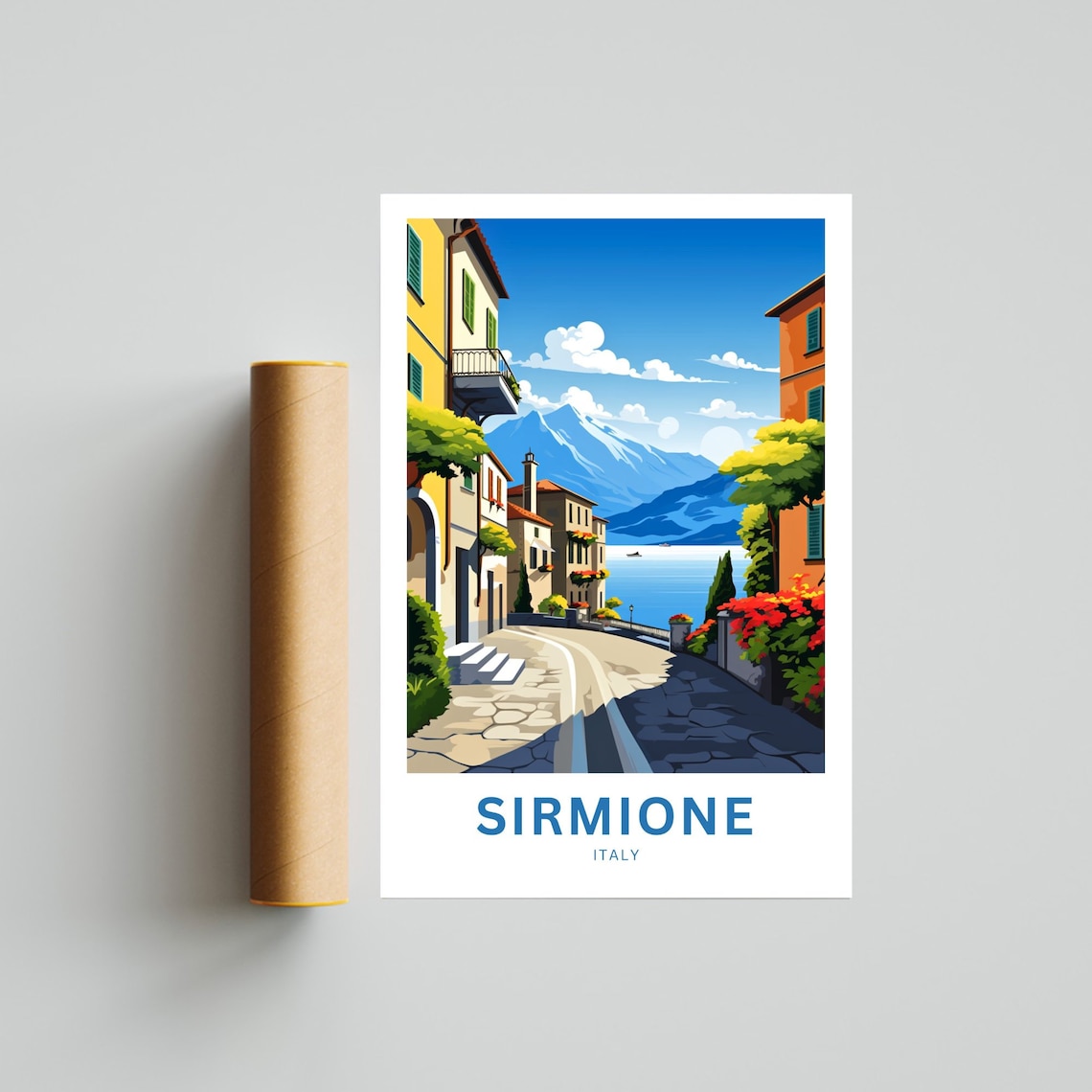 Sirmione Italy Curved Street Lake View Vintage Travel Poster - Image 4
