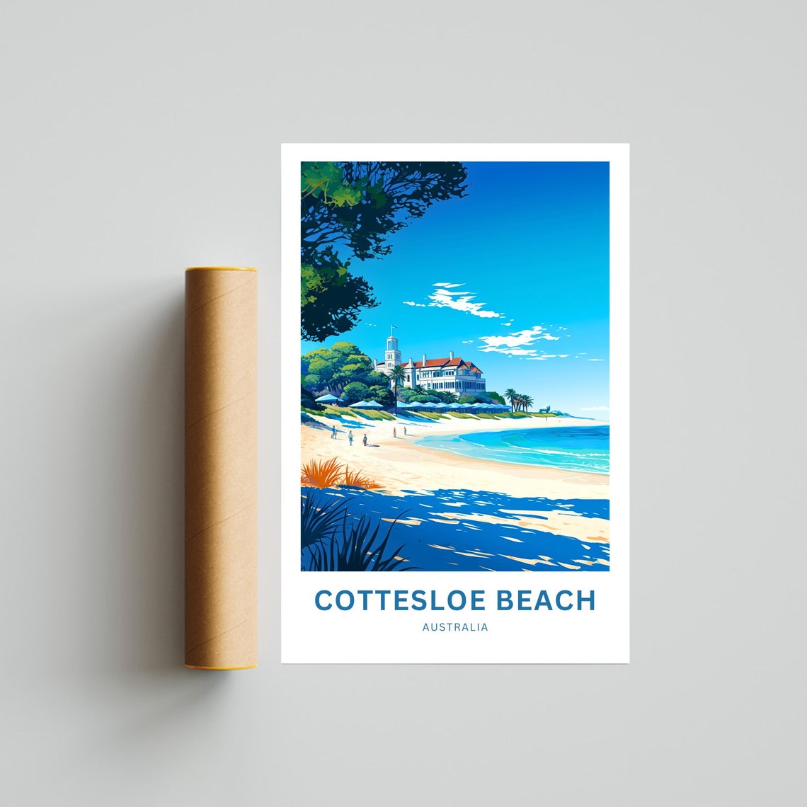 Cottesloe Beach Australia Historic Bathing House Personalized Poster - Image 4
