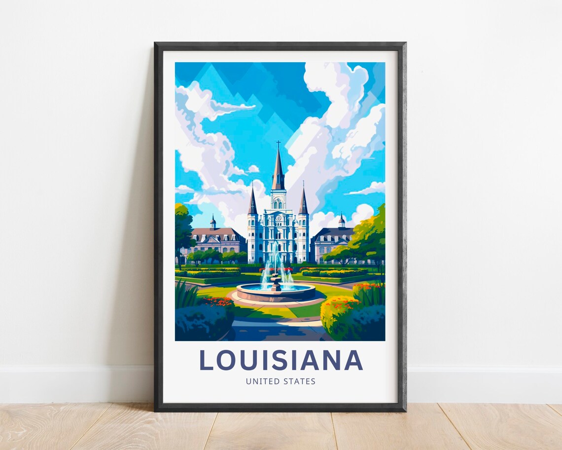 Louisiana New Orleans St Louis Cathedral Garden Travel Poster