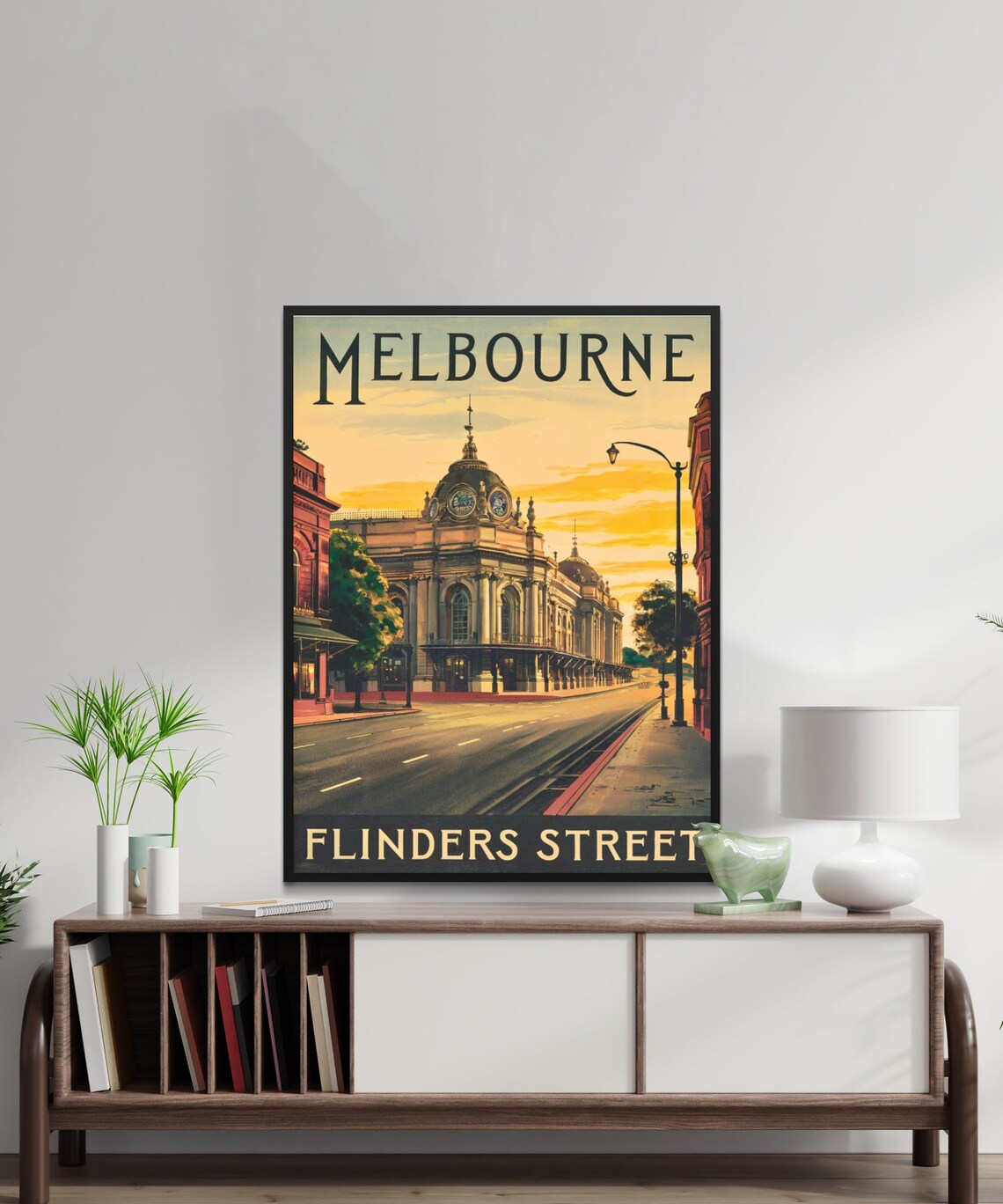 Melbourne Flinders Street Station Vintage Sunset Street Poster - Image 2