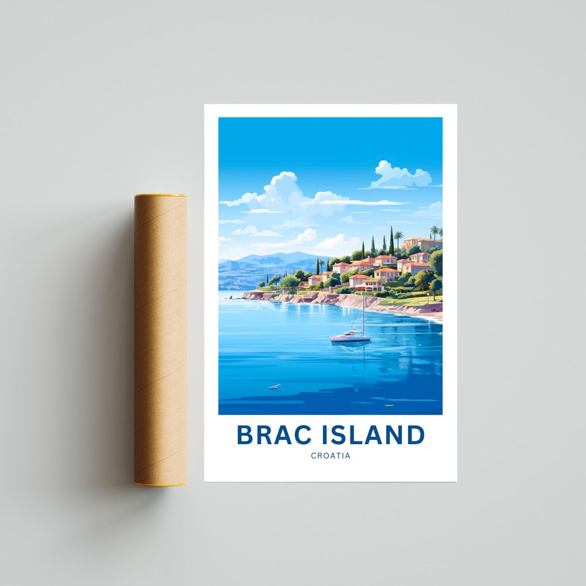 Brac Island Croatia Coastal Town Sailboat Adriatic Bay Poster - Image 4