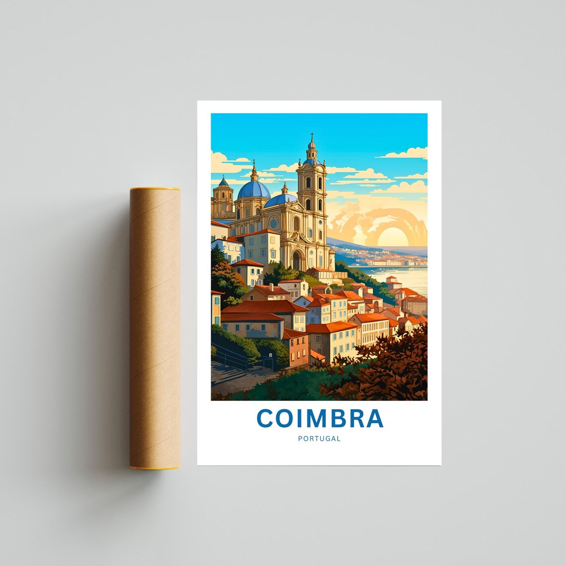 Coimbra Portugal Cathedral Hill Old Town Custom Text Travel Poster - Image 4