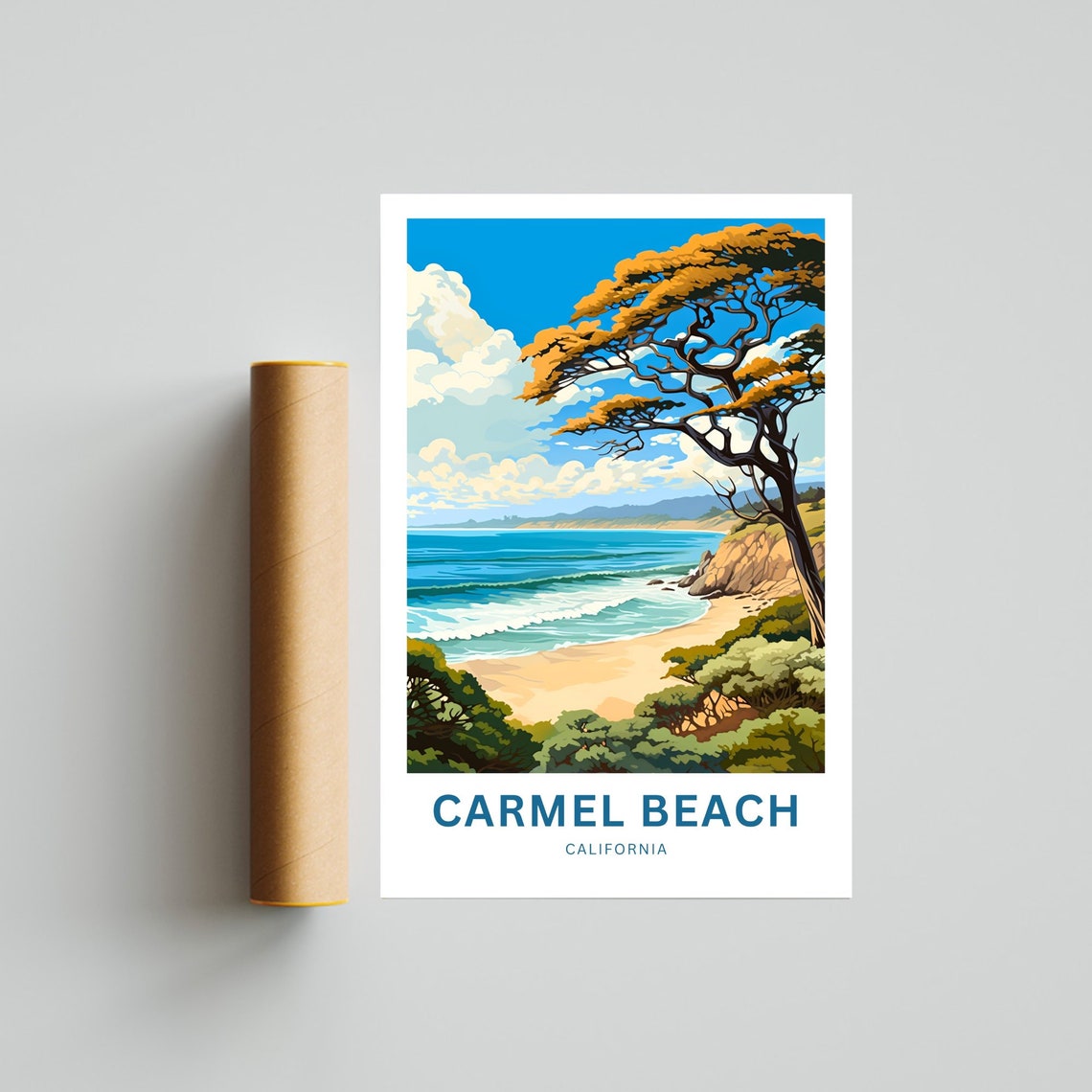 Carmel Beach California Windswept Cypress Coastal Bluffs Poster - Image 4