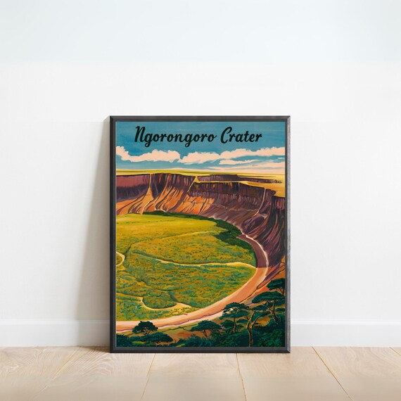 Ngorongoro Crater Tanzania Safari Landscape Travel Art Poster