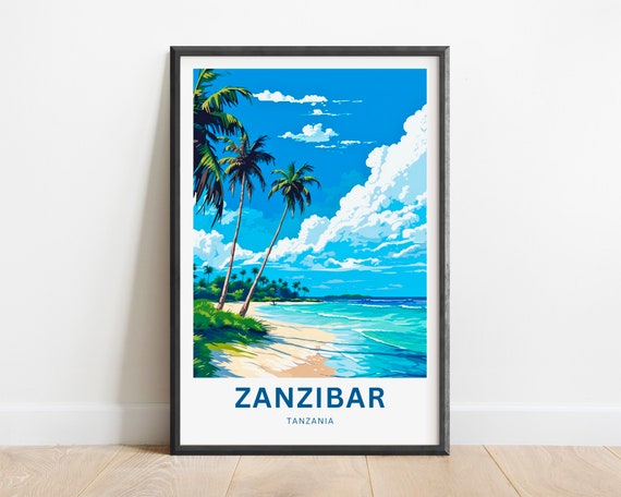 Zanzibar Travel Print Zanzibar Poster Tanzania Wall Art Framed Present Gift Tanzania Present
