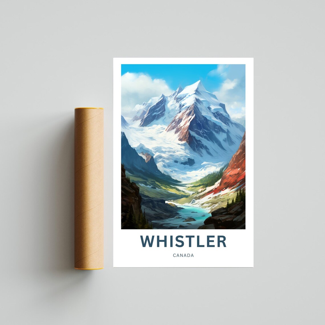 Whistler Canada Snowy Glacier Peak Teal Lake Valley Travel Poster - Image 4