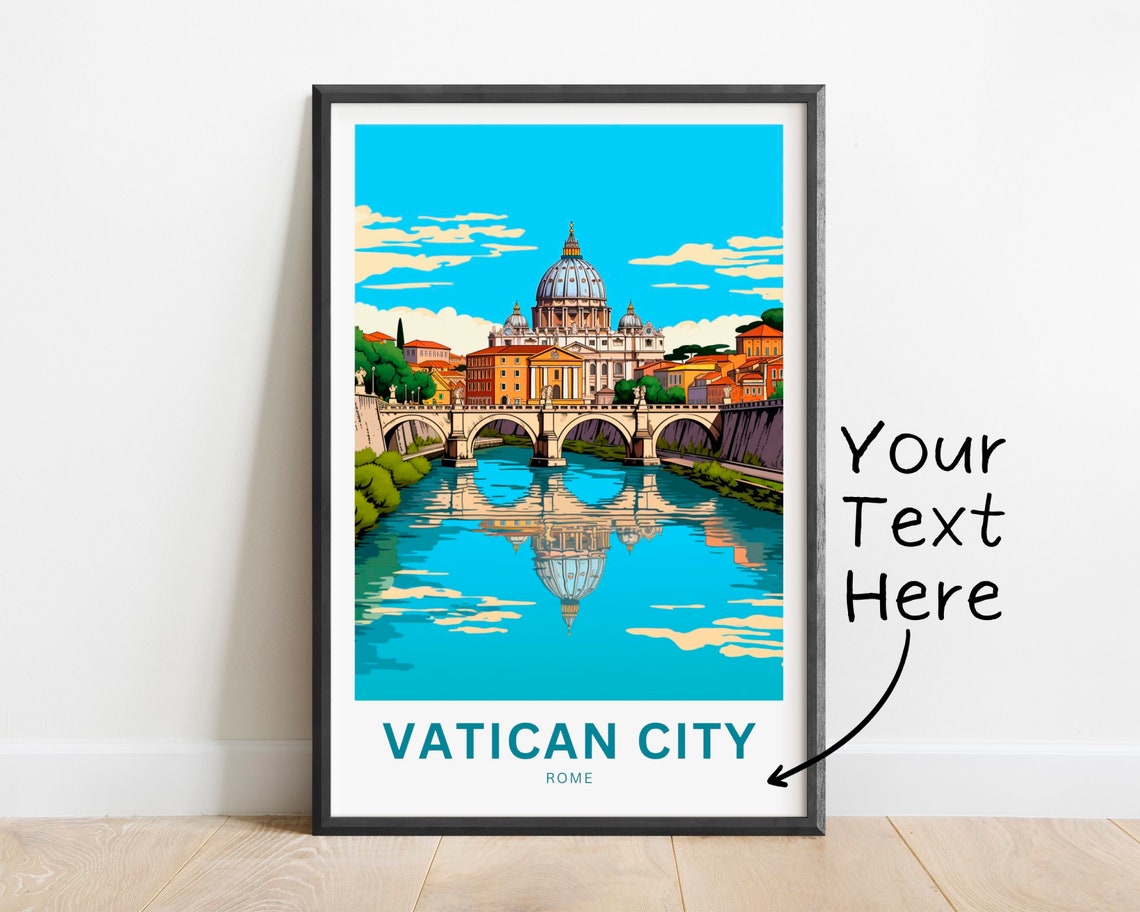 Vatican City Rome River Bridge Dome Personalized Travel Poster