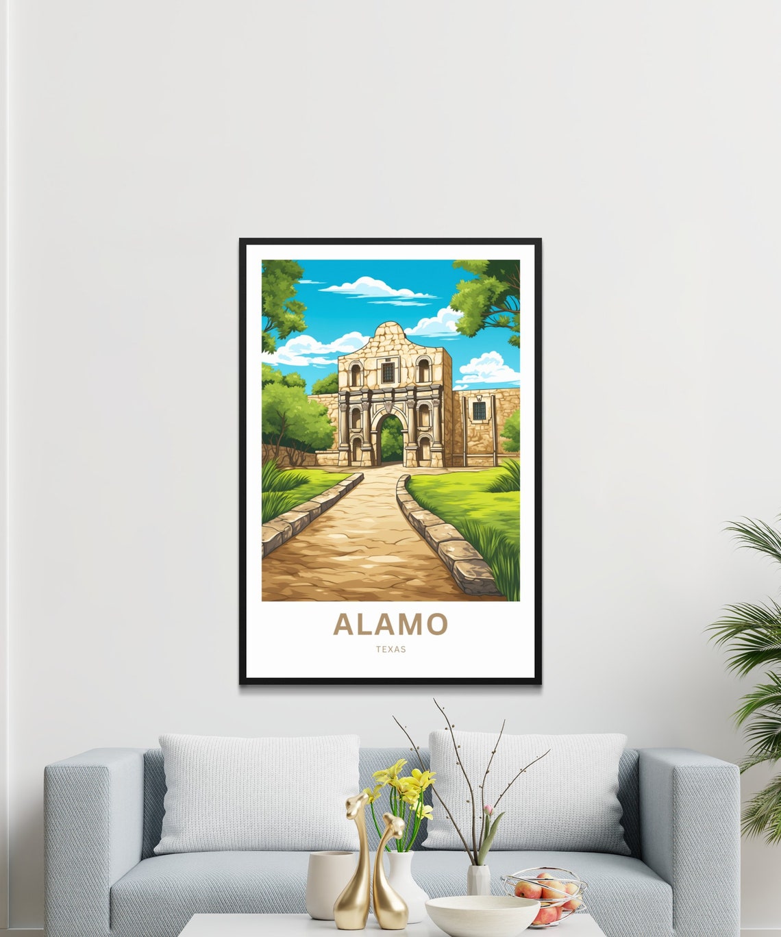 Alamo Mission Long Path View Texas Historic Personalized Travel Poster - Image 3