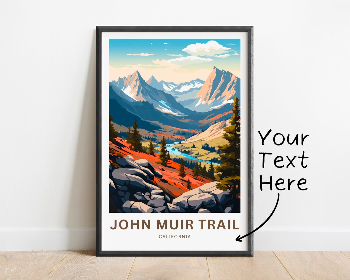 John Muir Trail California Alpine Lake Rocks Personalized Travel Poster