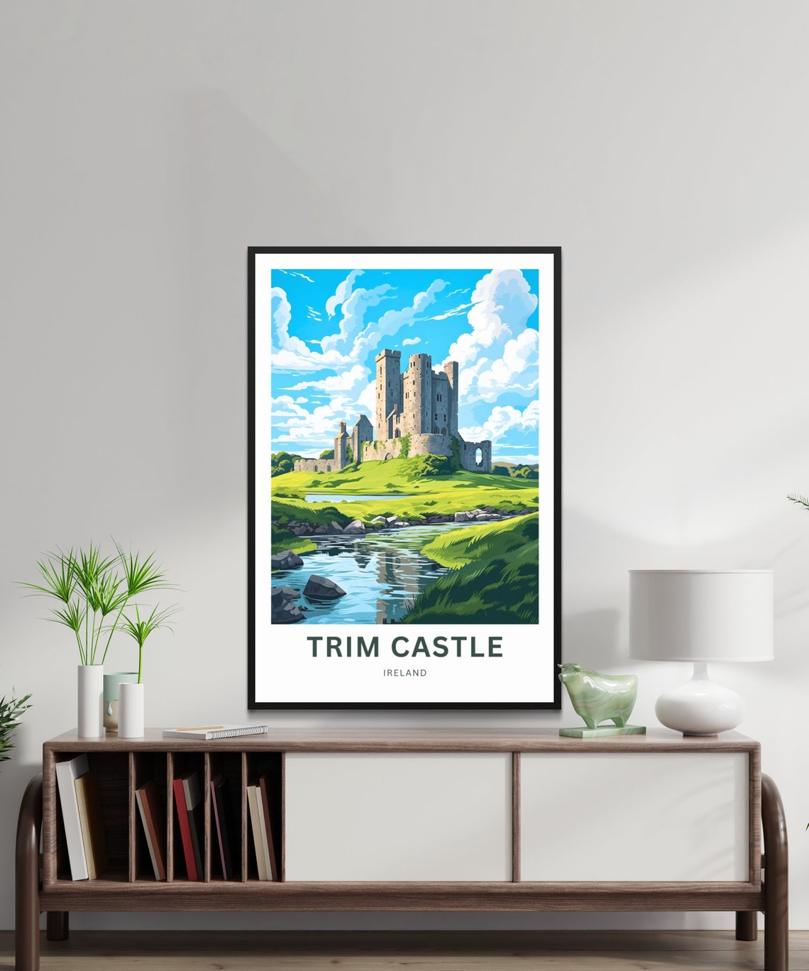 Trim Castle Ireland Ruins Hill River Rocks Vintage Travel Poster - Image 2