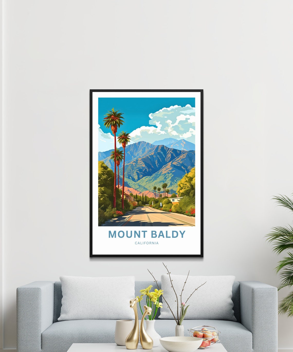 Personalized Mount Baldy California Palm Road Mountain Poster - Image 2