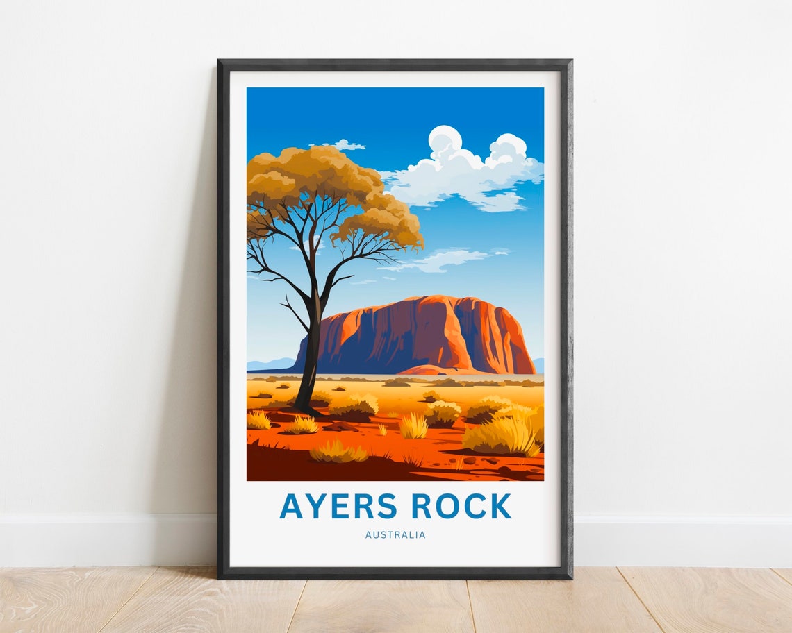 Ayers Rock Uluru Australia Red Desert Landscape Travel Poster