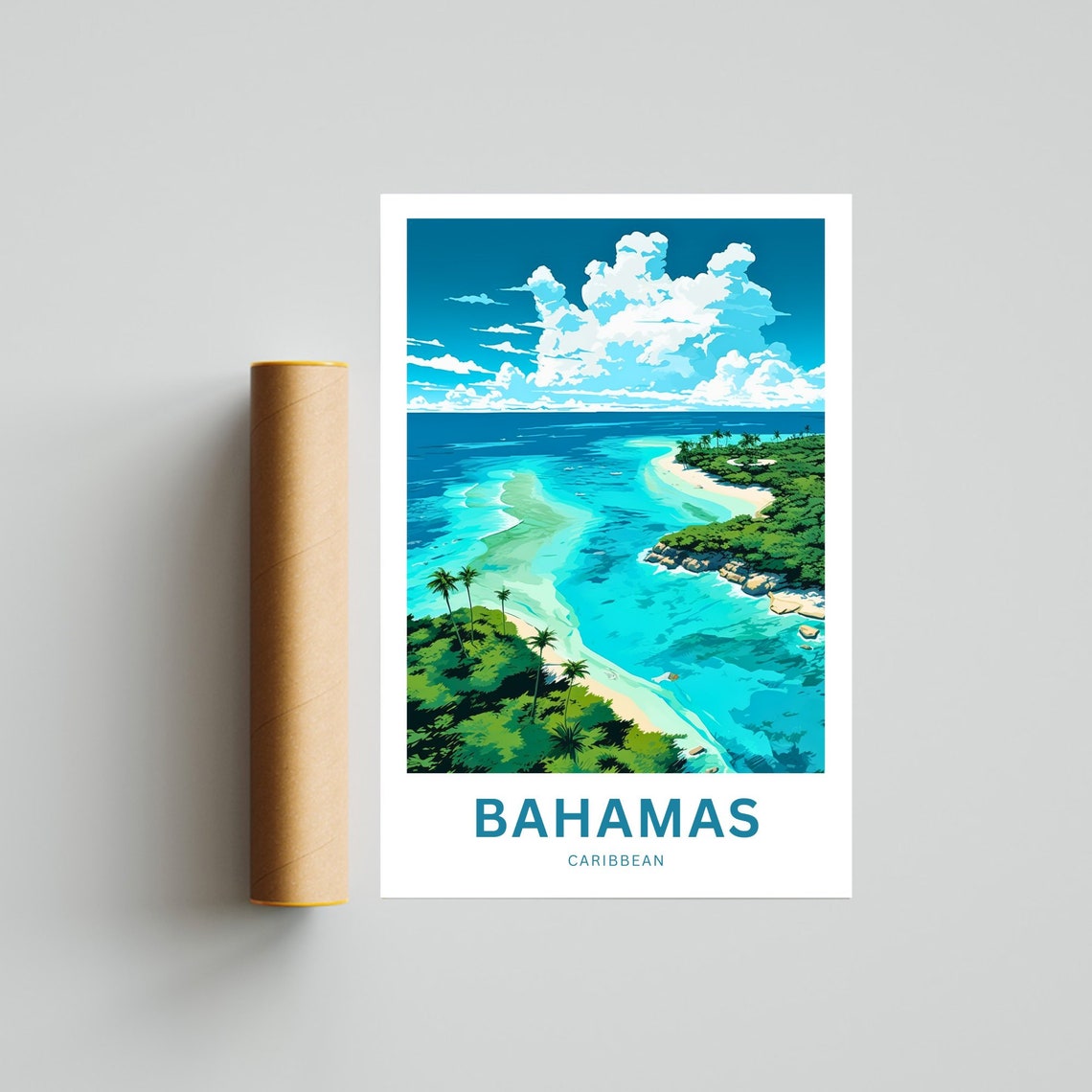 Personalized Bahamas Travel Print Bahamas Poster Caribbean Wall Art Framed Present Gift Caribbean Present - Image 4