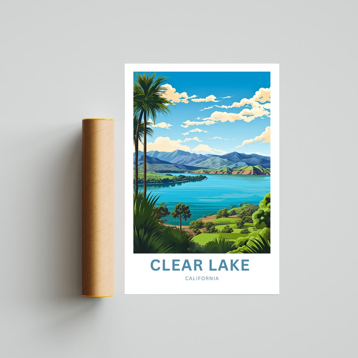 Clear Lake California Personalized Twin Palms Island View Lake Poster - Image 4