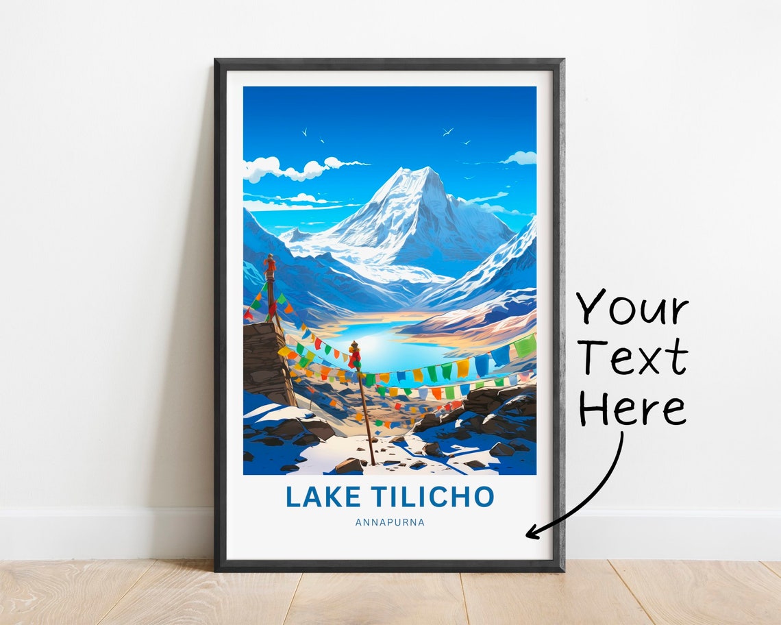 Lake Tilicho Annapurna Nepal Prayer Flags Custom Travel Poster