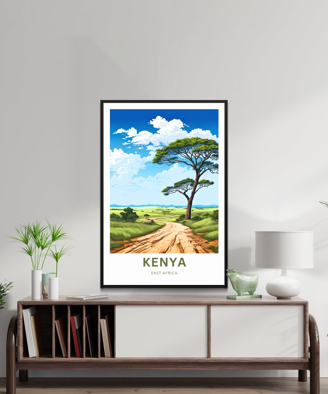 Kenya East Africa Savanna Road Acacia Trees Golden Plain Poster - Image 2