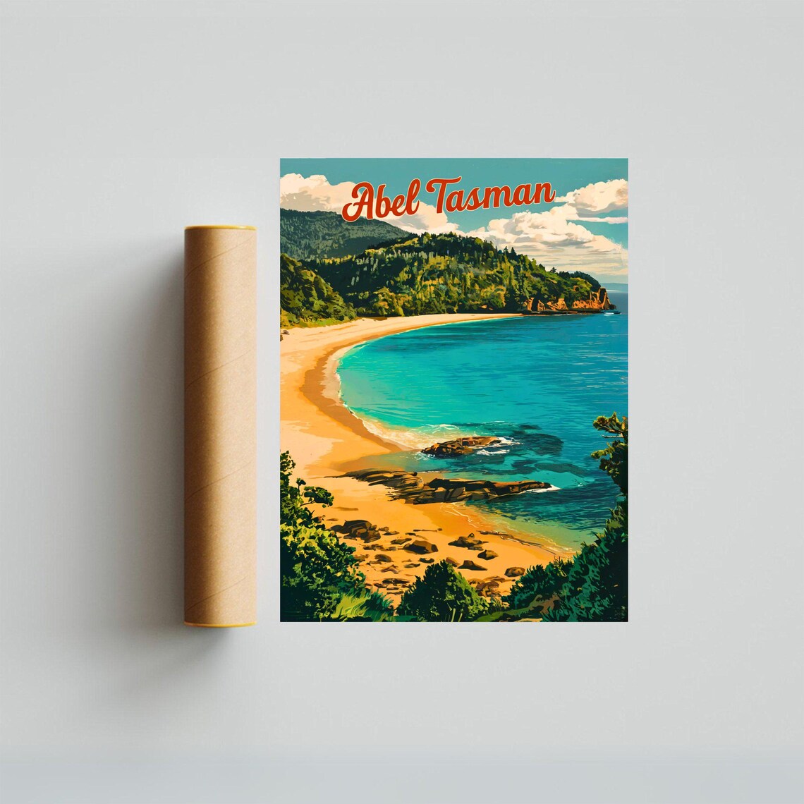 Abel Tasman National Park Vintage Travel Poster Abel Tasman Print New Zealand Wall Art Framed Gift New Zealand Present - Image 2