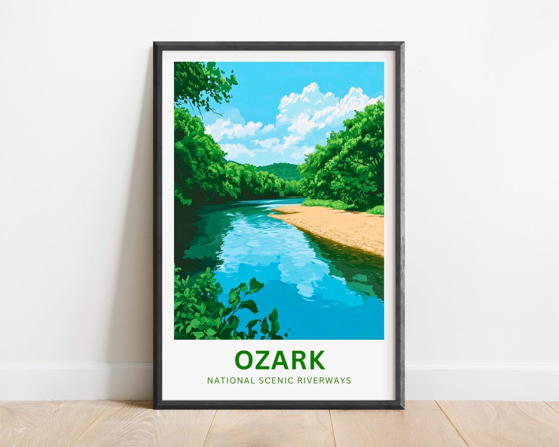 Ozark National Scenic Riverways Missouri Vintage Travel Poster