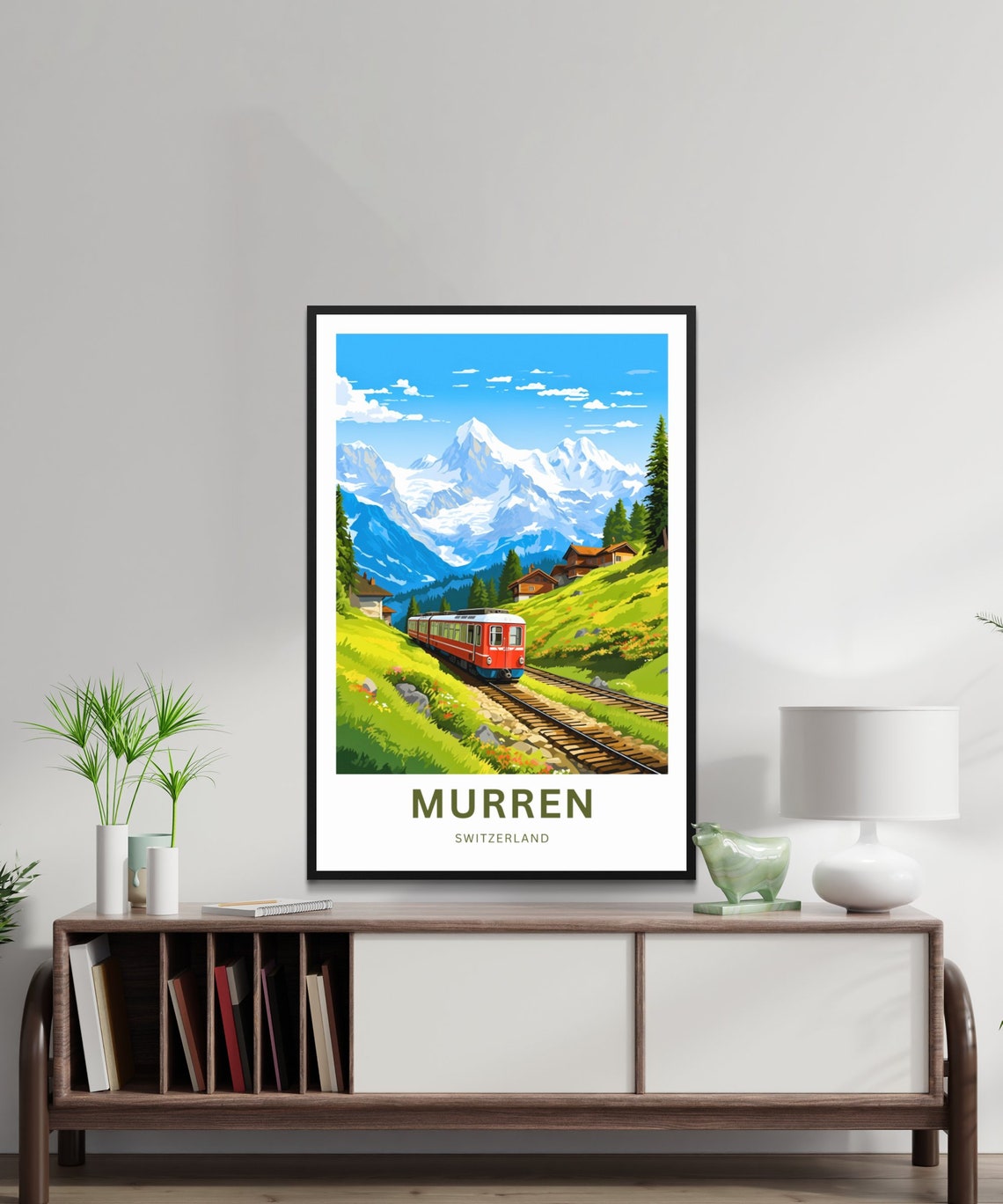 Personalized Murren Switzerland Alpine Train Custom Text Poster - Image 3