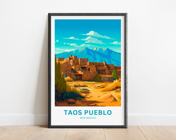 Toas Pueblo Travel Print Toas Pueblo Poster New Mexico Wall Art Framed Present Gift New Mexico Present